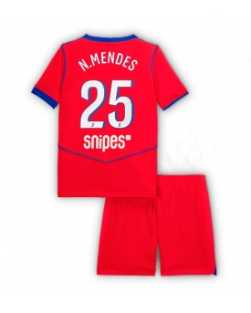 Billige Fotballdrakt Paris Saint-Germain Nuno Mendes #25 Replika Tredjedraktsett Barn 2025-26 Kortermet (med bukser)